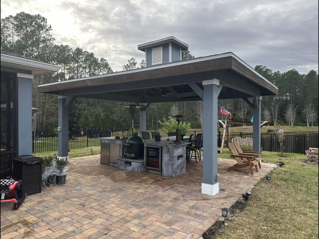 Custom pavilion with outdoor kitchen