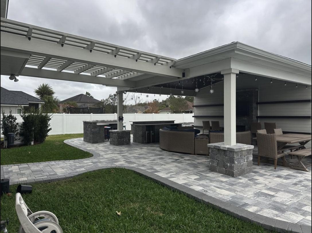 Pergola and covered patio combo