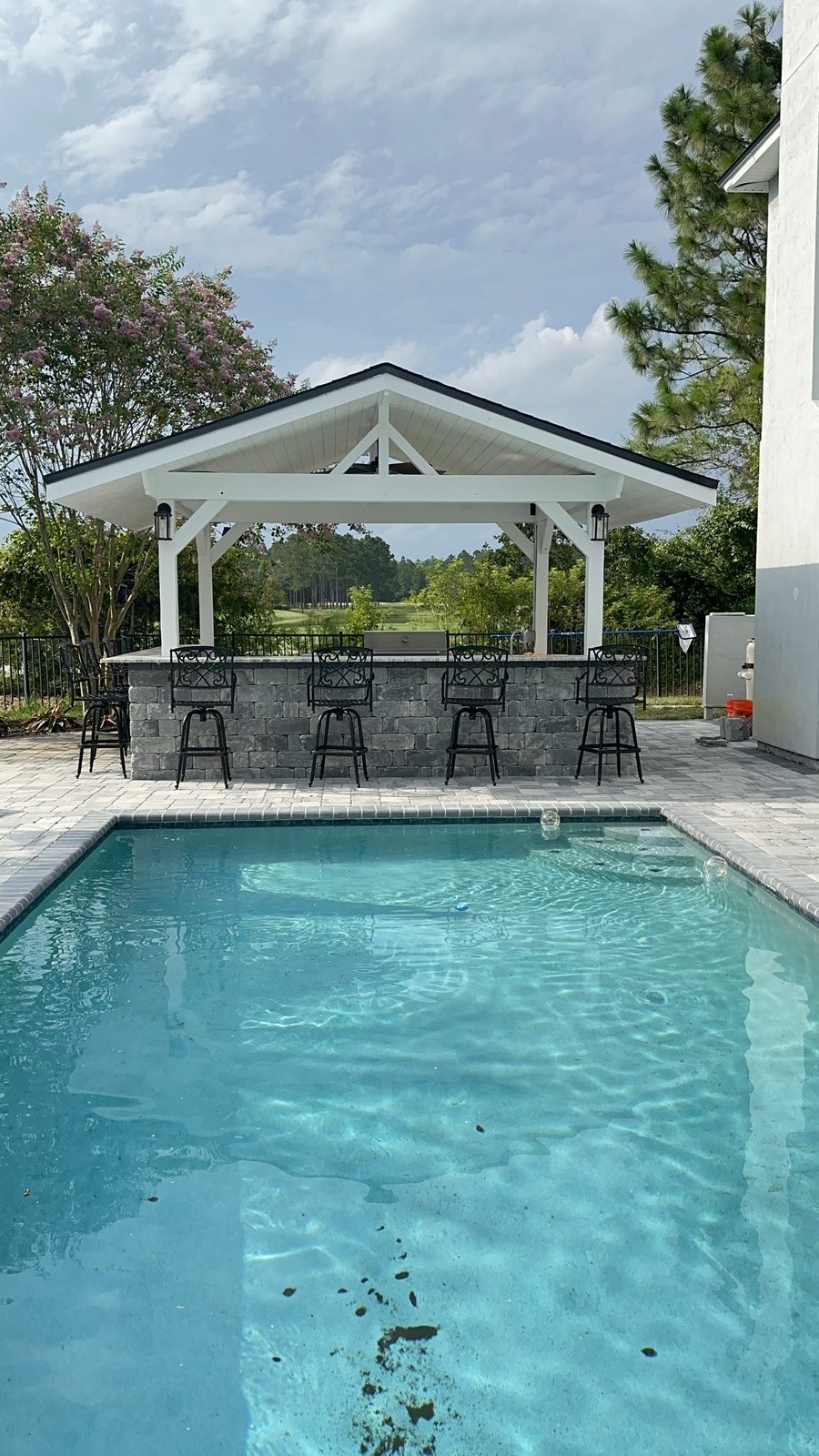 White Gable Pool-Bar Gazebo · Golf Course View