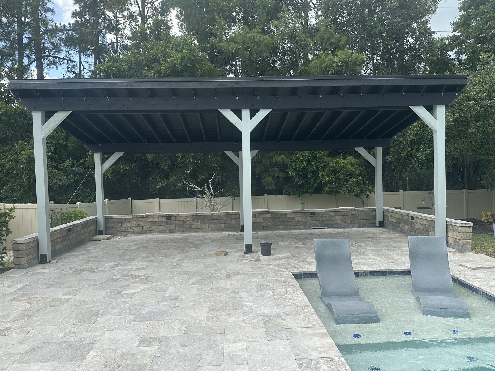 Poolside Pavilion · Stone Wall